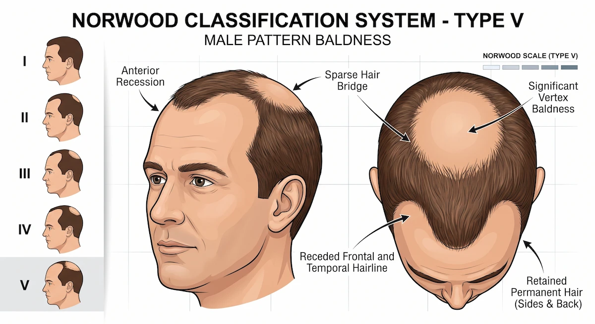 Norwood Type 5 Hair Loss: What This Stage Means for Your Treatment Options 1 The Norwood Type 5 Pattern at a Glance