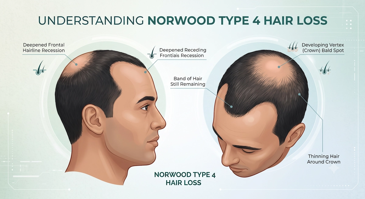 Norwood Tip 4 Saç Dökülmesi: Belirtiler, İlerleme Süreci ve Tedavi Seçenekleri 1 Norwood Tip 4 Saç Dökülmesi Nedir?