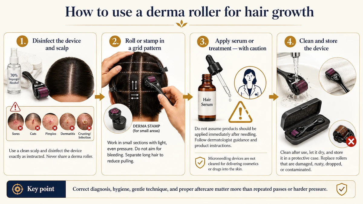 Derma Rollers for Hair Growth: Does Microneedling Actually Work? 3 How to use a derma roller for hair growth