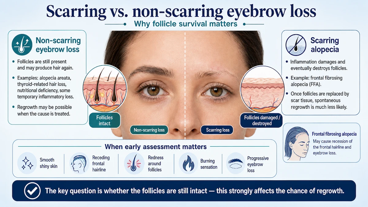 Eyebrow Hair Loss: Causes and Treatment Options 2 Scarring vs. non-scarring eyebrow loss