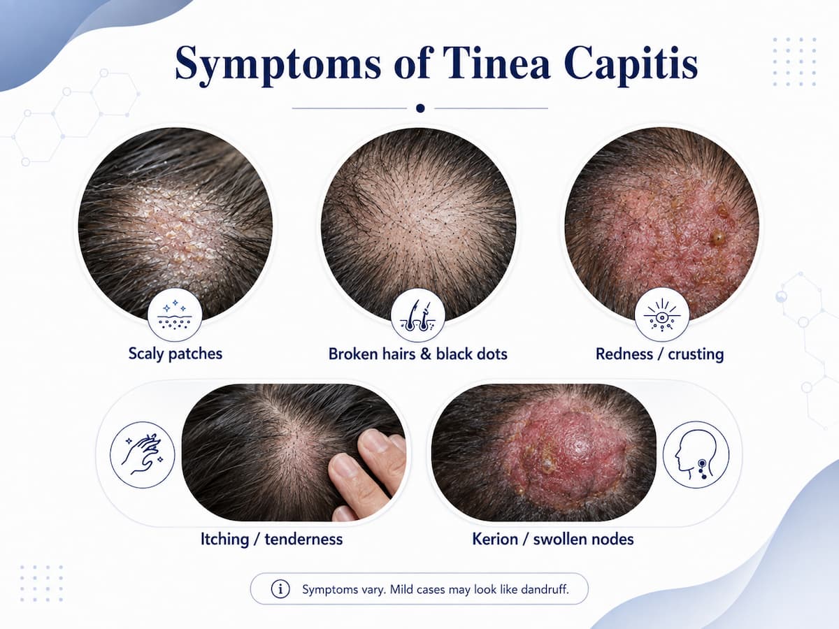 Symptoms of tinea capitis