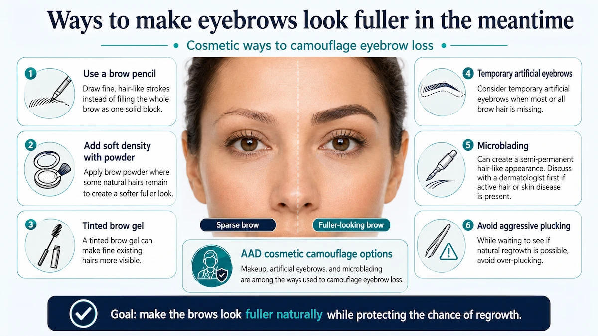 Eyebrow Hair Loss: Causes and Treatment Options 3 Ways to make eyebrows look fuller in the meantime